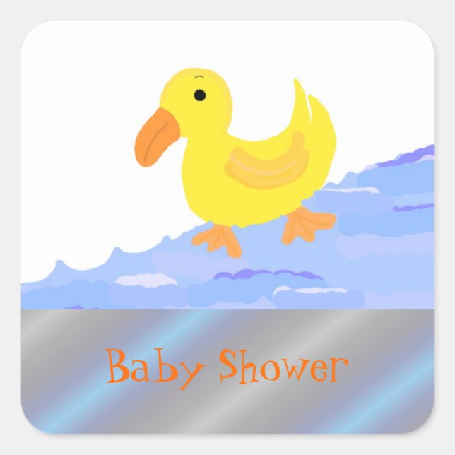 Yellow Duck Baby Shower Square Sticker (Front)
