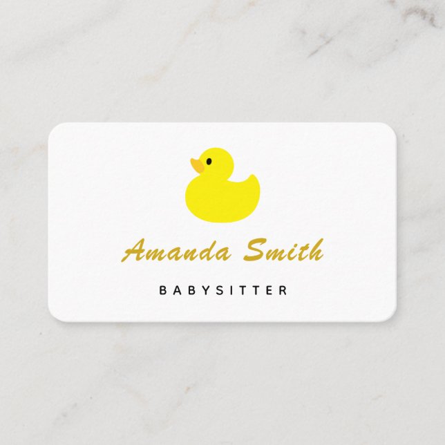 Yellow Duck Babysitter Minimal Business Card (Front)