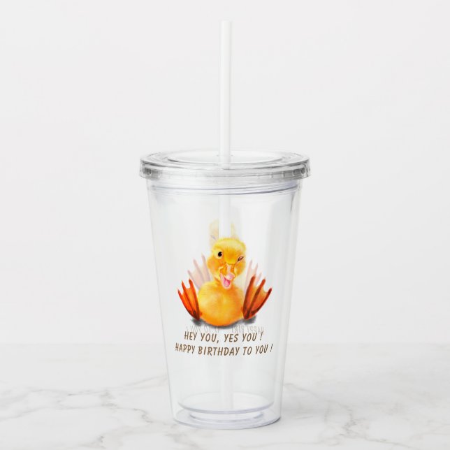 Yellow Duck Birthday Acrylic Tumbler (Front)