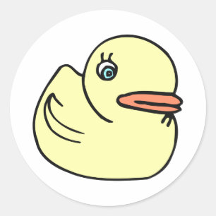 Yellow Duck Cartoon Drawn Classic Round Sticker
