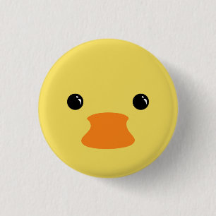 Yellow Duck Cute Animal Face Design 3 Cm Round Badge