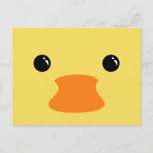 Yellow Duck Cute Animal Face Design Postcard