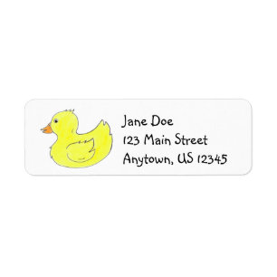 Yellow Duck Duckling Rubber Ducky Duckie Labels