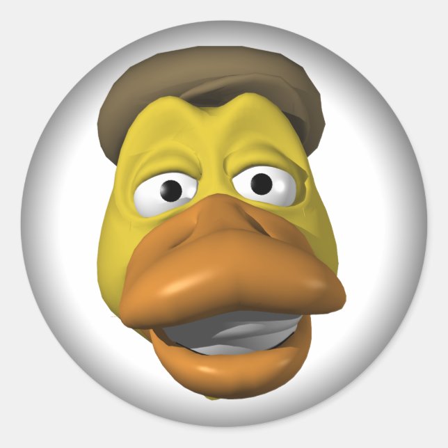 Yellow duck face face classic round sticker (Front)