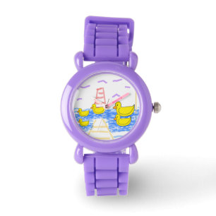 Yellow Duck Family Red Lighthouse Yellow Pier  Watch