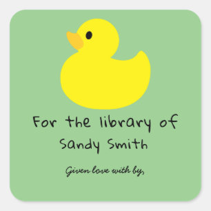 Yellow duck - for the library of square sticker
