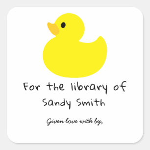 Yellow duck - for the library of square sticker