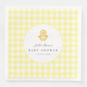 Yellow Duck Gingham Baby Shower Paper Napkins