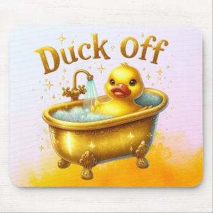 Yellow duck in bathtub mouse mat