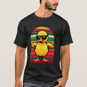 Yellow Duck in Sunglasses Retro Funny Duck T-Shirt