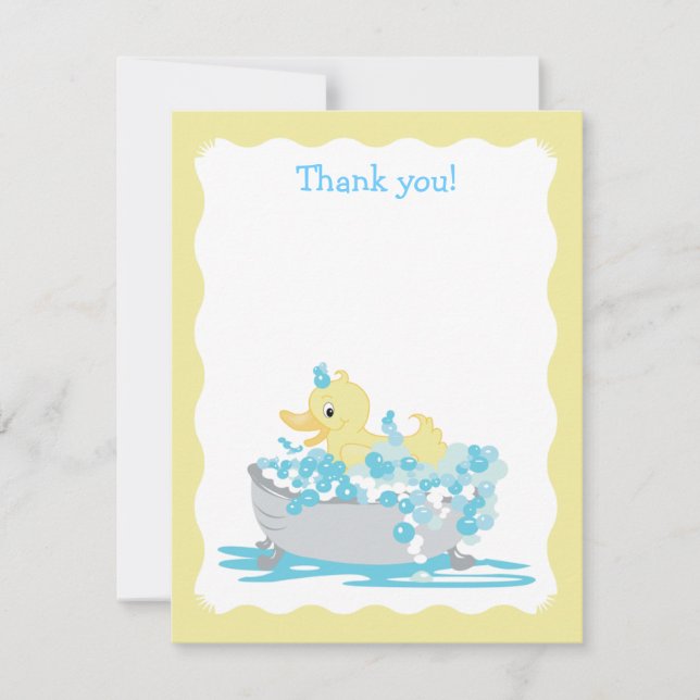 Yellow Duck in Tub Flat Thank you note Note Card (Front)