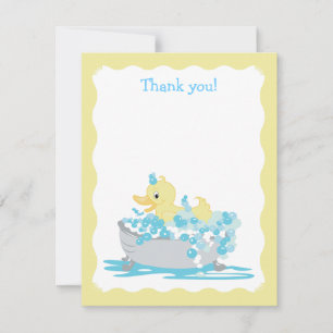 Yellow Duck in Tub Flat Thank you note Note Card