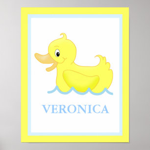 Yellow Duck Little Ducky Personalised Art Print