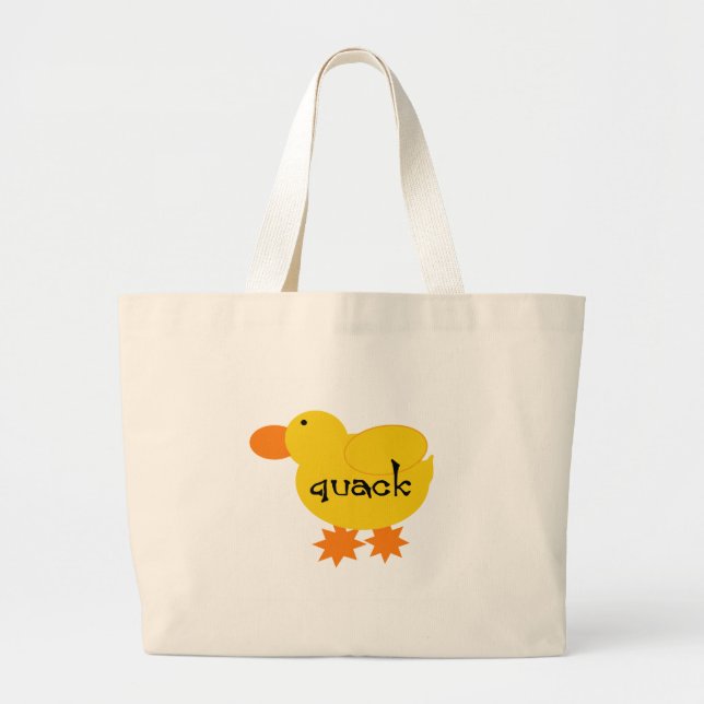 Yellow Duck Quack Large Tote Bag (Front)