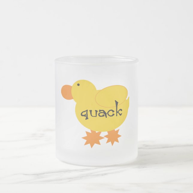 Yellow Duck Quack Tshirts and Gifts Frosted Glass Coffee Mug (Center)