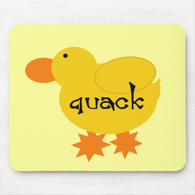 Yellow Duck Quack Tshirts and Gifts Mouse Mat (Front)