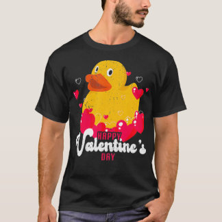 Yellow duck Rubber duck heart bubble Valentines da T-Shirt