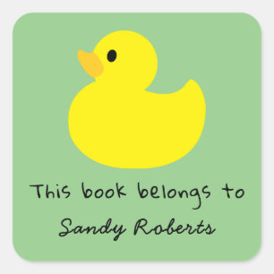 Yellow duck - this book belongs to square sticker