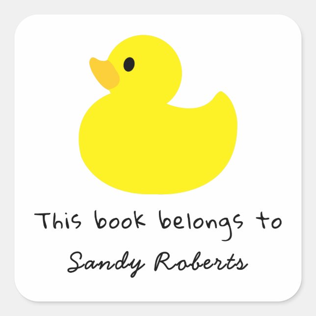 Yellow duck - this book belongs to square sticker (Front)