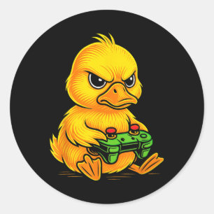 Yellow Duck Videogames Gamer Gaming Animal Boys Gi Classic Round Sticker
