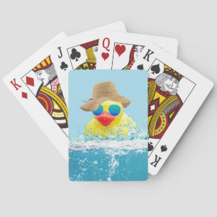 Yellow Duck with Sunglasses In Water Playing Cards