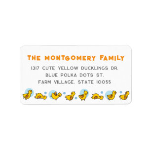 Yellow Duckies Blue Dots Boy Baby Shower Address Label