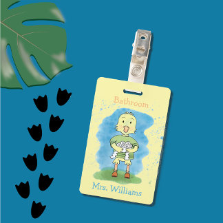 Yellow Duckling Bathroom Hall Pass Badge ID Badge