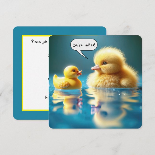 Yellow Duckling Humour For Birthday Party Invitation (Front/Back)