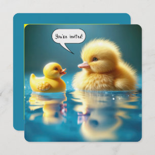 Yellow Duckling Humour For Birthday Party Invitation