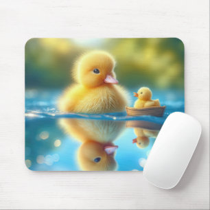 Yellow Duckling In a Rowboat Mouse Mat
