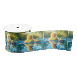 Yellow Duckling In a Rowboat Satin Ribbon