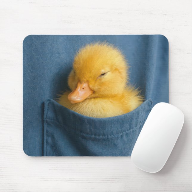 Yellow Duckling In a T-shirt Pocket Mouse Mat (With Mouse)