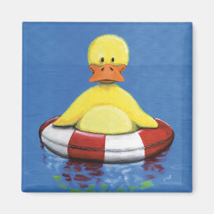 Yellow Duckling in an inflatable Ring Duck Magnet