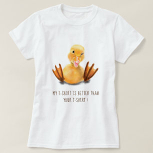 Yellow Duckling Playful Wink Funny Text T-Shirt