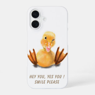 Yellow Duckling Playful Wink Happy Smile iPhone 16 Case