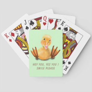 Yellow Duckling Playful Wink Playing Cards Smile