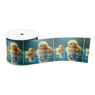 Yellow Duckling With a Toy Rubber Duck Satin Ribbon