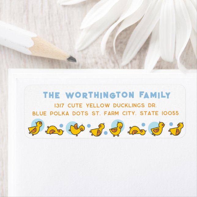 Yellow Ducklings Blue Dots Kid's Birthday Address (Insitu)