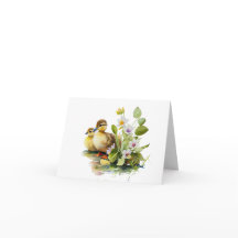 Yellow Ducklings with Flowers BLANK