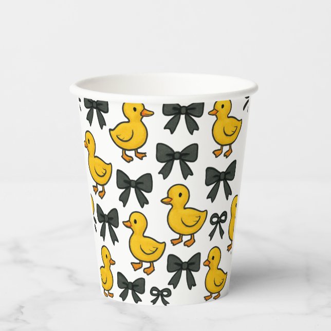 Yellow Ducks & Bows Party Paper Cup (Front)