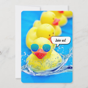 Yellow Ducks For Birthday Pool Party Invitation