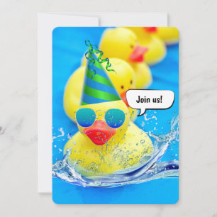 Yellow Ducks For Birthday Pool Party Invitation