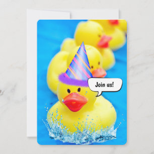 Yellow Ducks For Birthday Pool Party Invitation