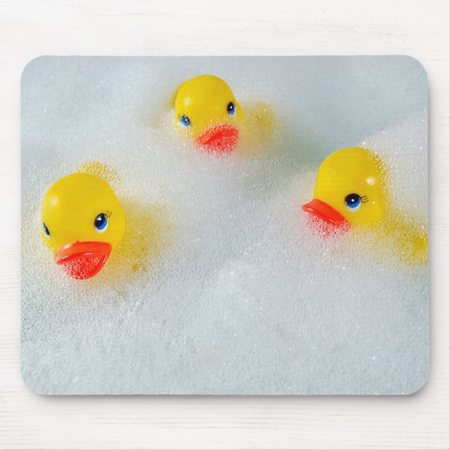 yellow ducks in bubble bath mouse mat (Front)