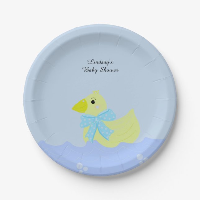 Yellow Ducky Baby Shower Paper Plate (Front)