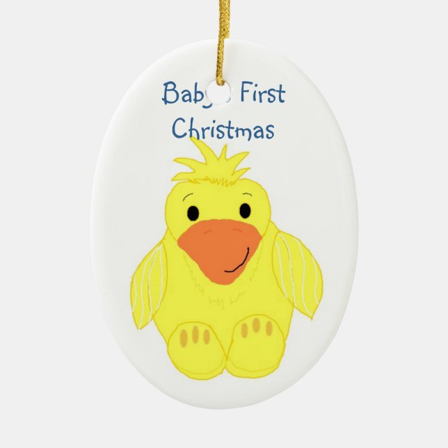 Yellow Ducky Baby's First Christmas Ceramic Tree Decoration (Front)