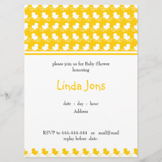 yellow ducky row baby shower invitation