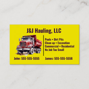 Yellow Dump Truck Business Card