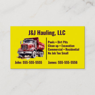 Yellow Dump Truck Business Card