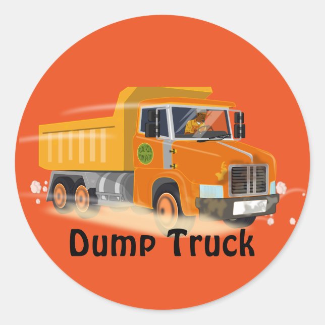 Yellow Dump Truck Cartoon for Kids Classic Round Sticker (Front)